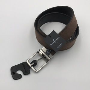 Officina Artigiana Nubuck Leather Brown Black Reversible Belt Made in Italy